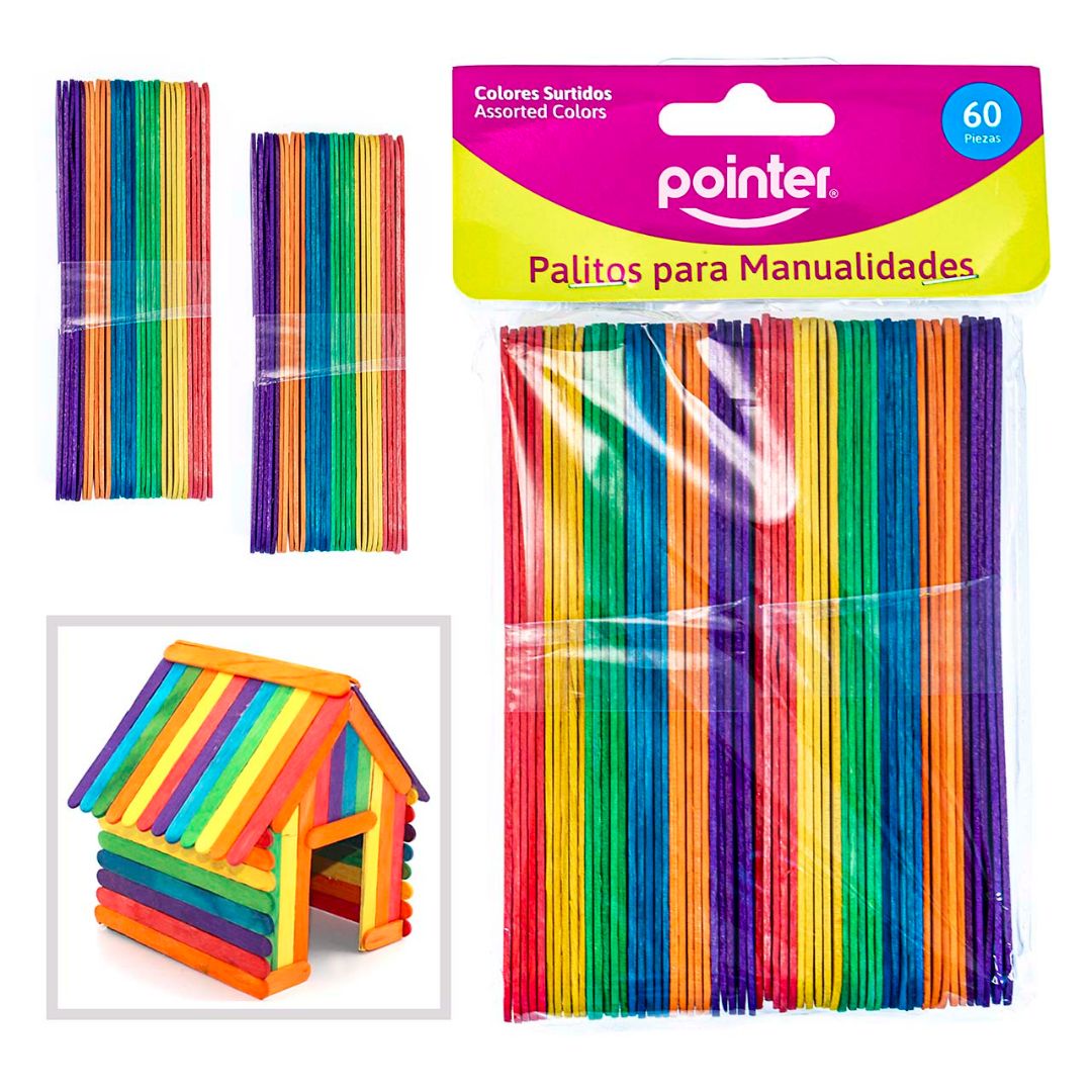 PALETAS DE MADERA POINTER JUMBO COLORES BX60 (F. 60 PAQ)