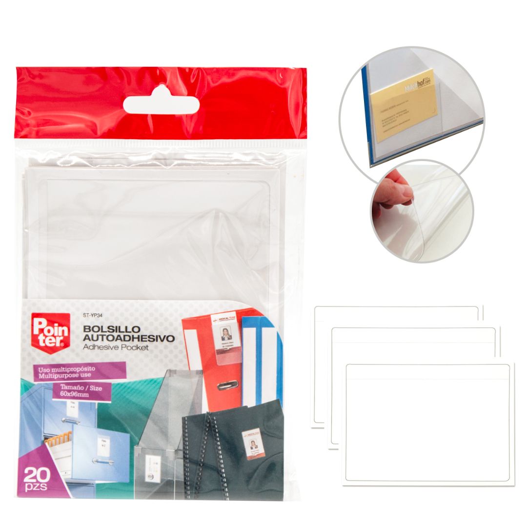 BOLSILLO POINTER AUTOADHESIVO PARA IDENTIFICAR 60X96MM (F. 144 SETS)