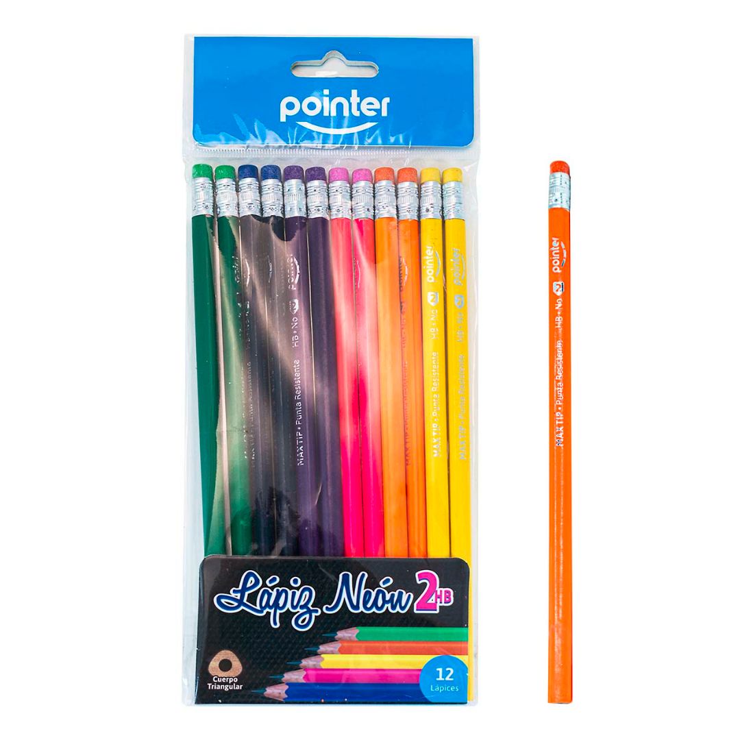 LAPIZ POINTER NEON BX12 COLORES 2HB (F. 240 SETS)