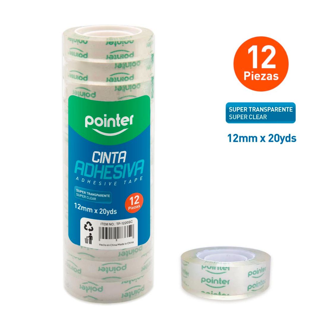 CINTA ADHESIVA POINTER TRANSP. 12MMX20YDS (F. 60 DOC)