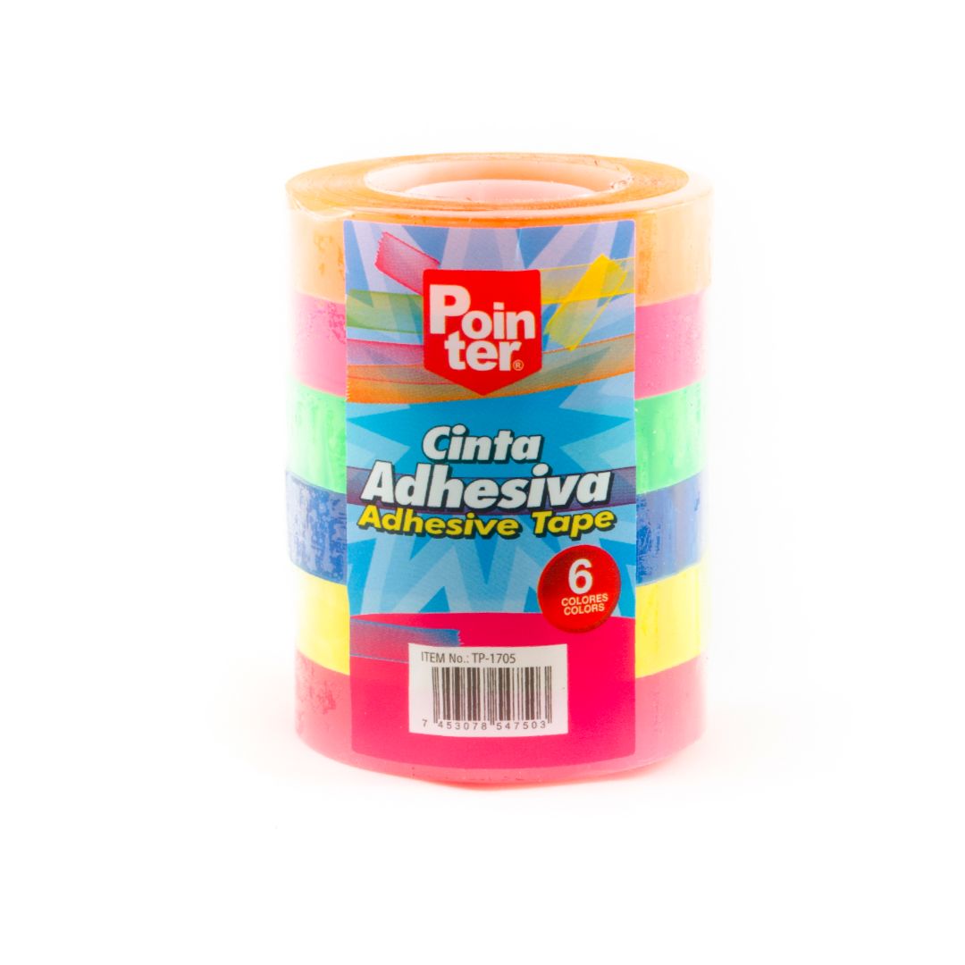 CINTA ADHESIVA POINTER NEON 12MM 6 COL(F.96 PAQ)