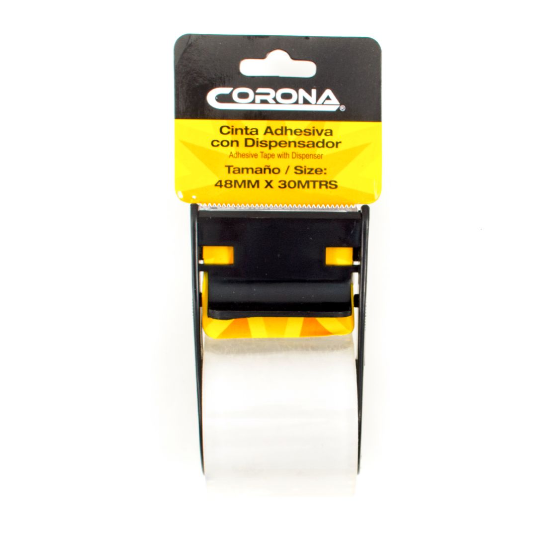 CINTA DE EMPAQUE CORONA 2"X30M C/DISPENSADOR (F. 96 SETS)