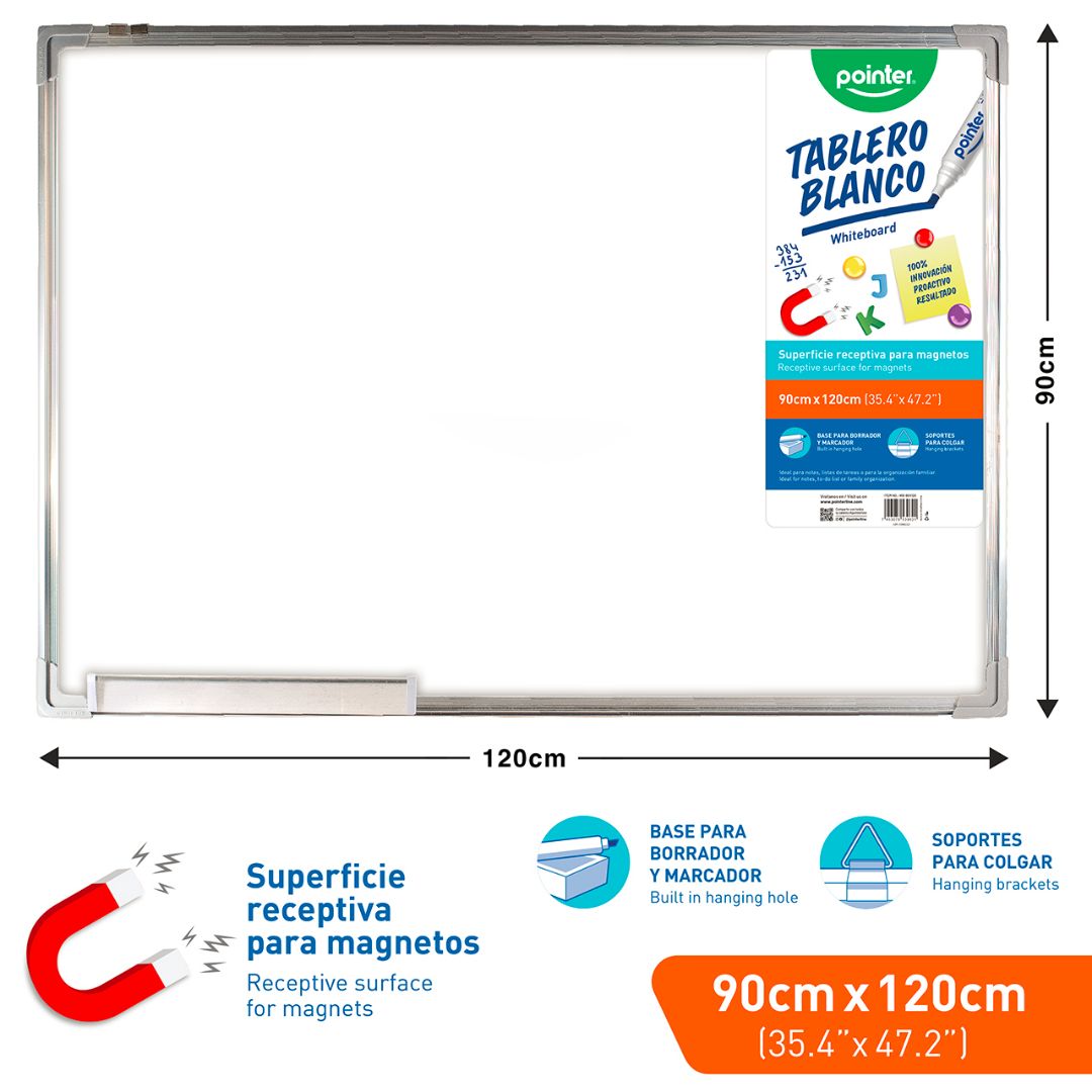 PIZARRA POINTER C/MARCO DE ALUMINIO 120X90CM (F. 5 PZAS)