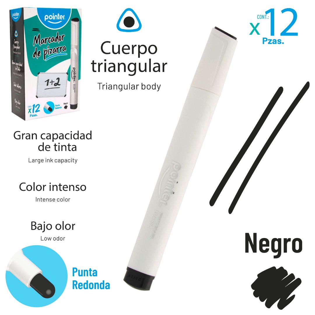 MARCADOR P/PIZARRA POINTER TRINGULAR NEGRO (F. 50 DOC)