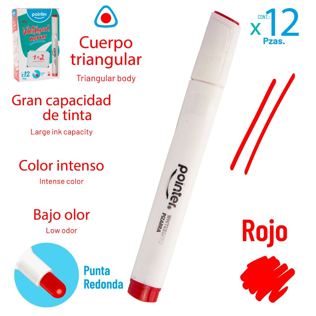 MARCADOR P/PIZARRA POINTER TRINGULAR ROJO (F. 50 DOC)
