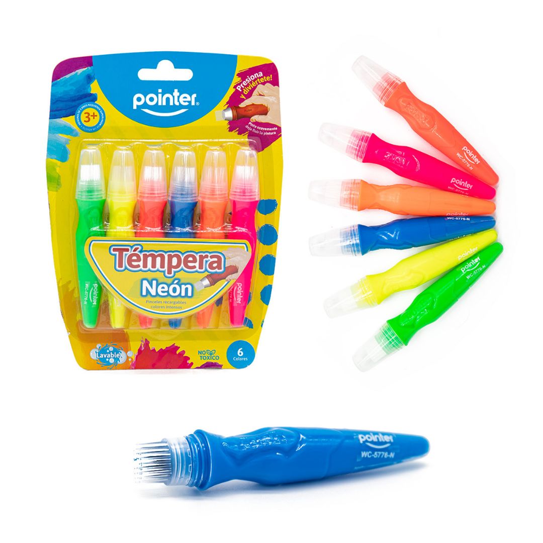 TEMPERA NEON POINTER EN TUBO 6 COLORES (F. 48 SETS)