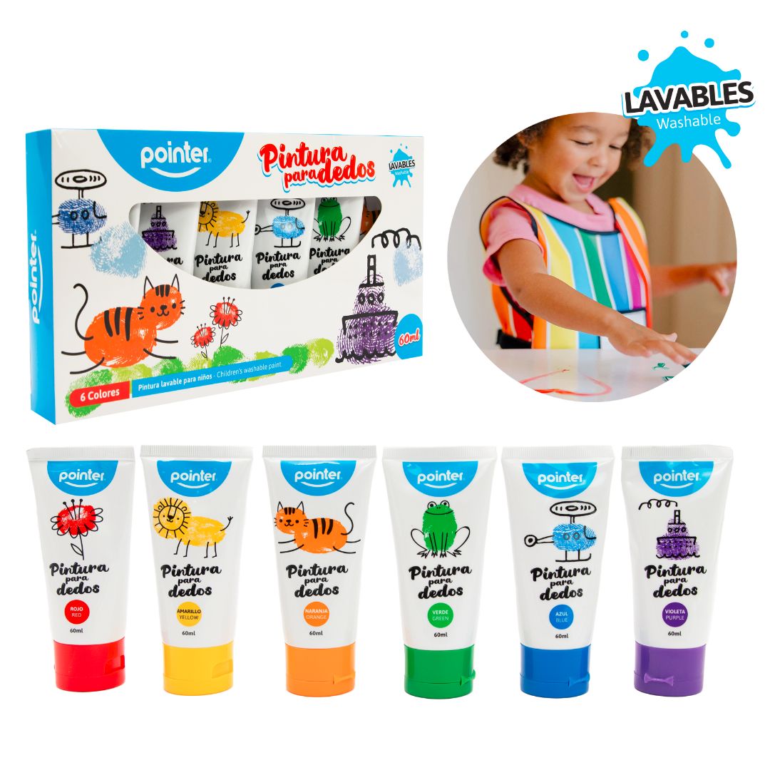 PINTURA PARA DEDOS POINTER 6 COLORES 60ML (F. 48 BOX)