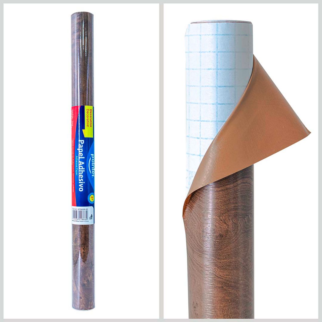 PLASTICO ADHESIVO POINTER MADERA OBSCURA 45CM X 3M (F. 48 ROLLOS)