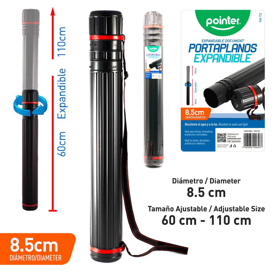 PORTAPLANOS POINTER EXPANDIBE C/AGARRADOR 8.5CM X 60-110CM (F. 36 PZAS)