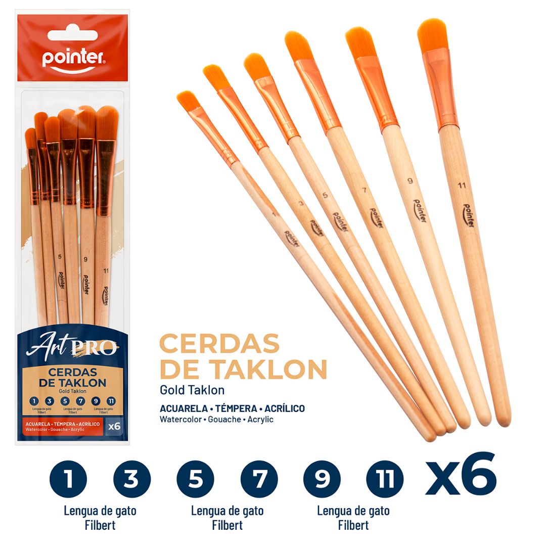 SET DE PINCELES POINTER ART PRO LENGUA DE GATO BX6 (F. 240 SETS)