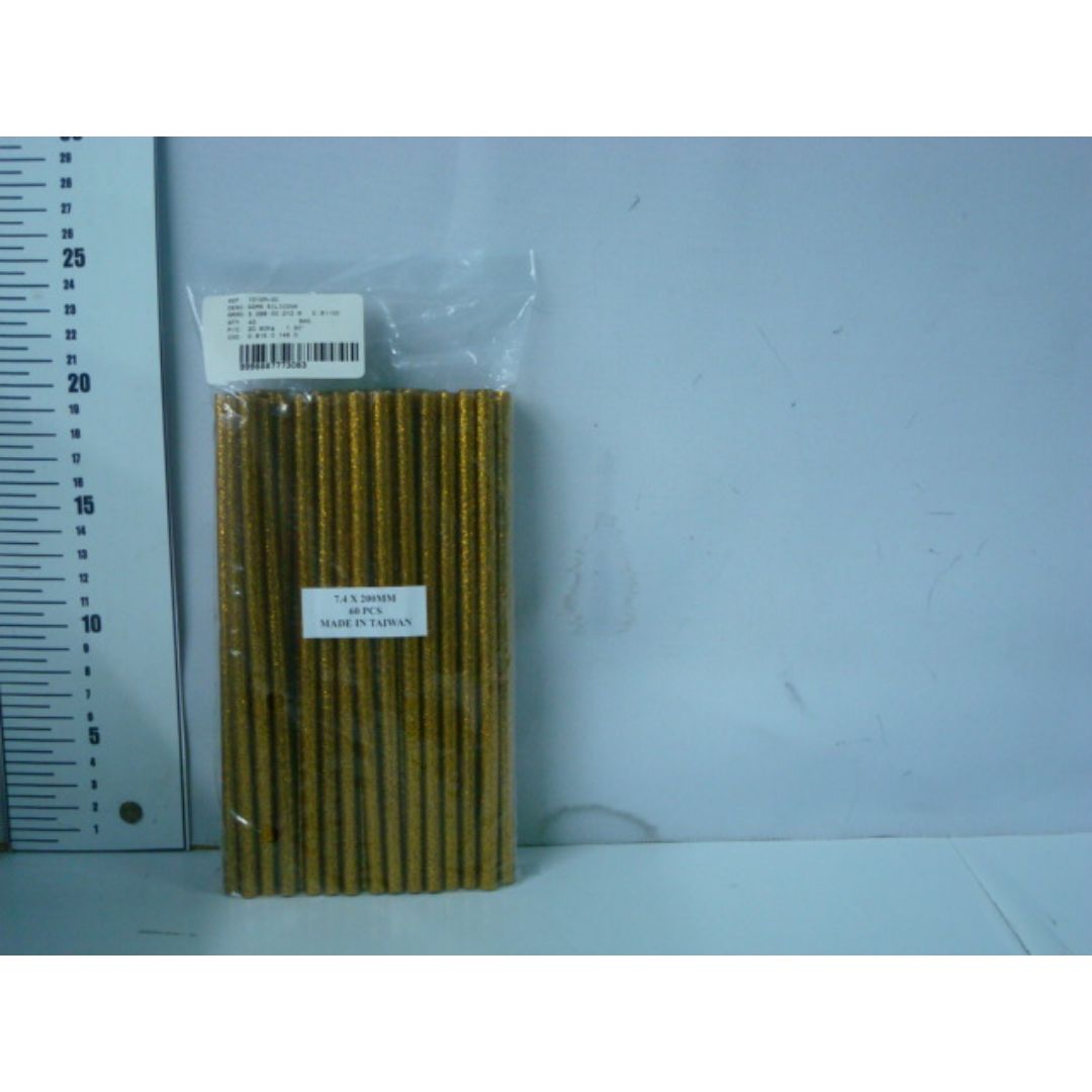 SILICON DELGADO CON GLITTER DORADO BX60 (F. 40 BAG)