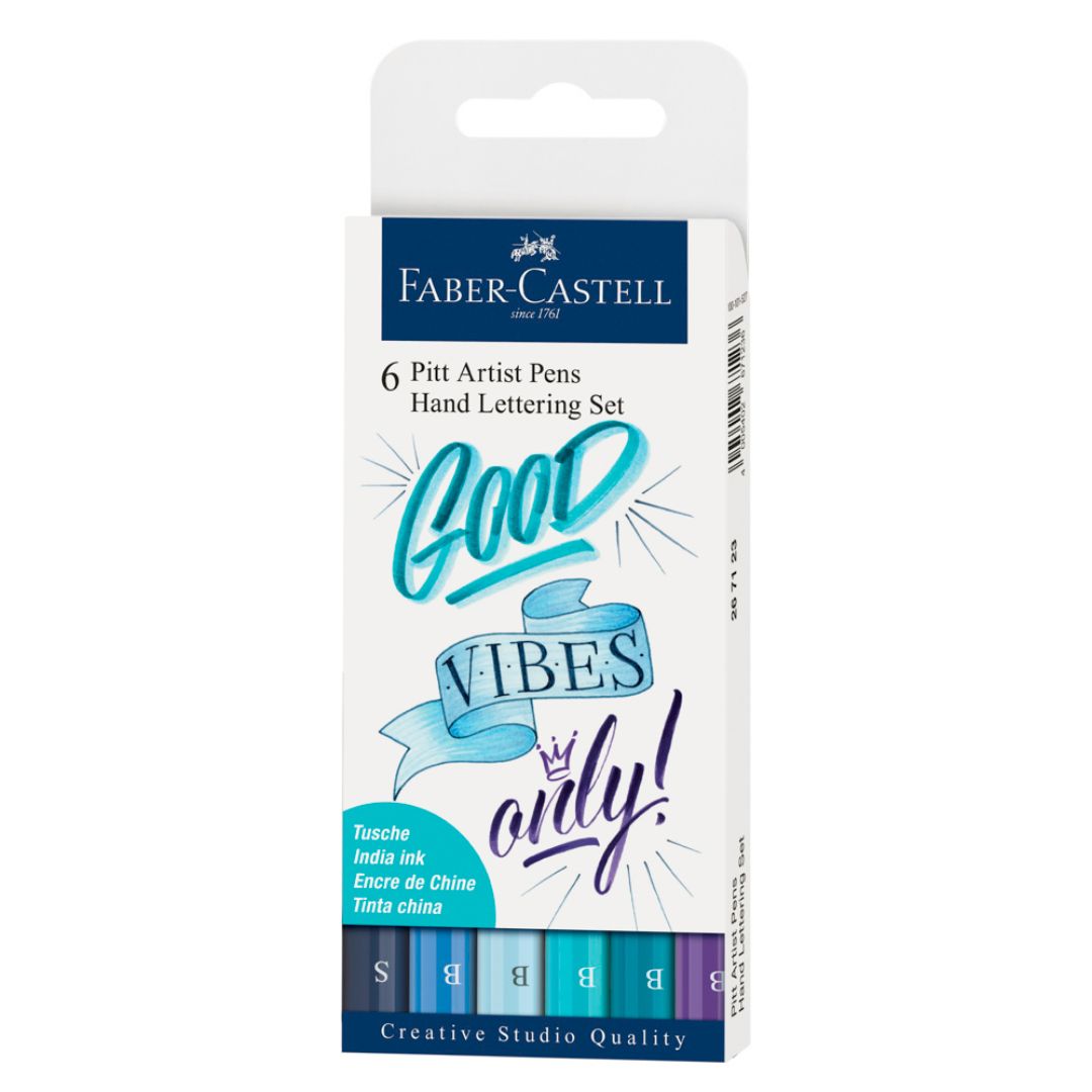 MARCADORES EN ESTUCHE FABER CASTELL 267123 LETTERING 6 COL. TURQ