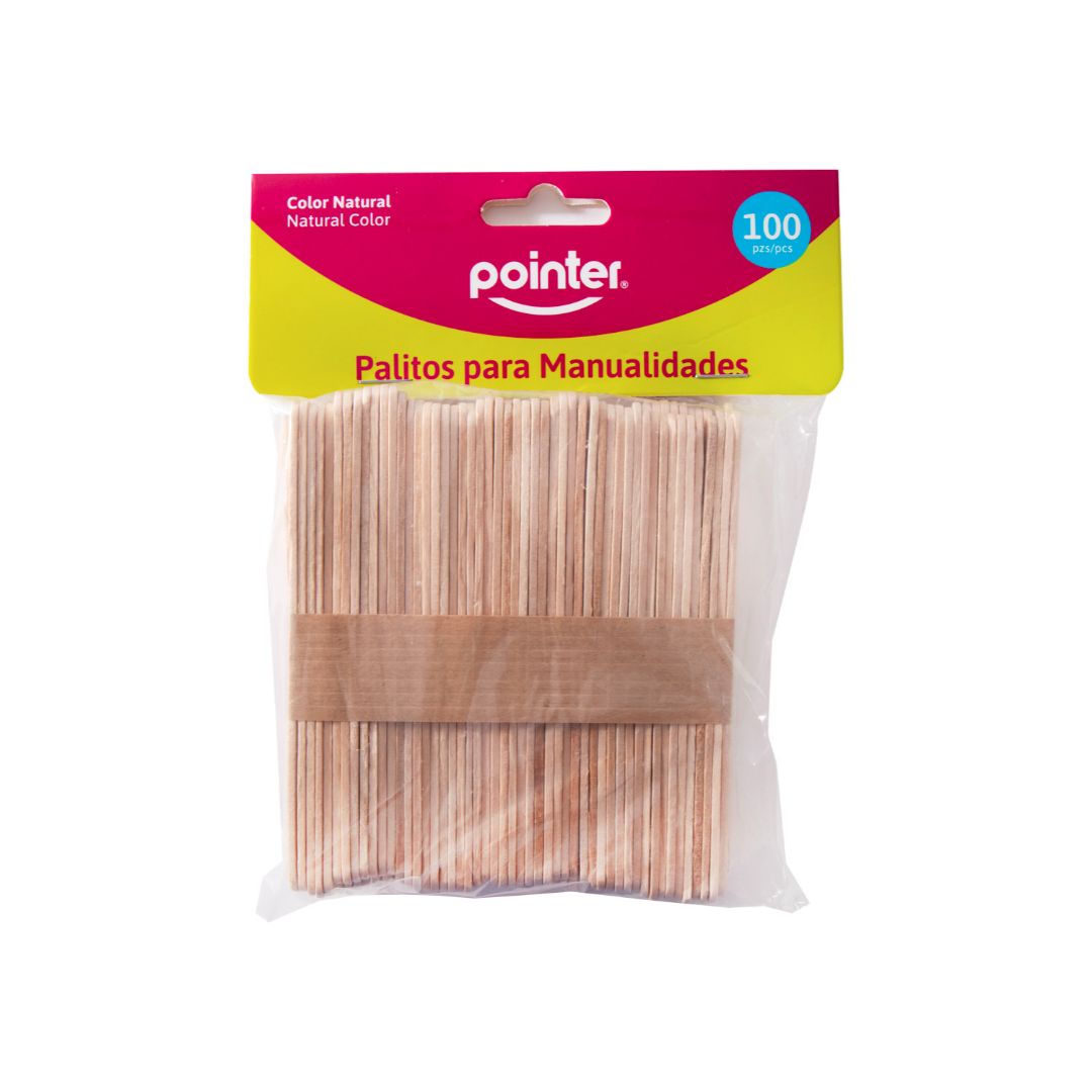 PALETAS DE MADERA POINTER DELGADAS NATURAL BX100 (F. 72 SETS)