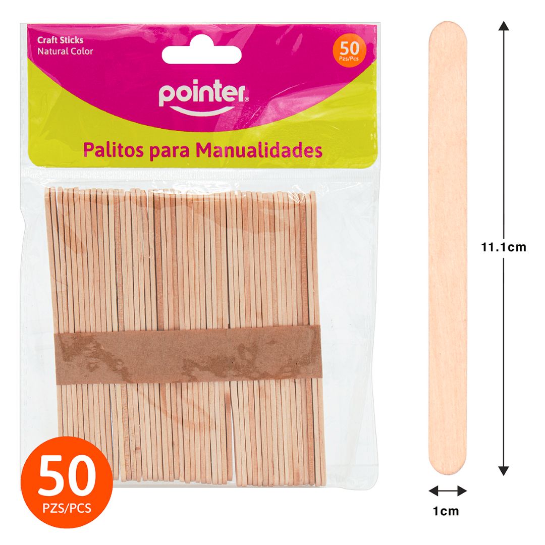 PALETAS DE MADERA POINTER DELGADA NATURAL BX50 1X11.1CM  (F. 100 UNI)
