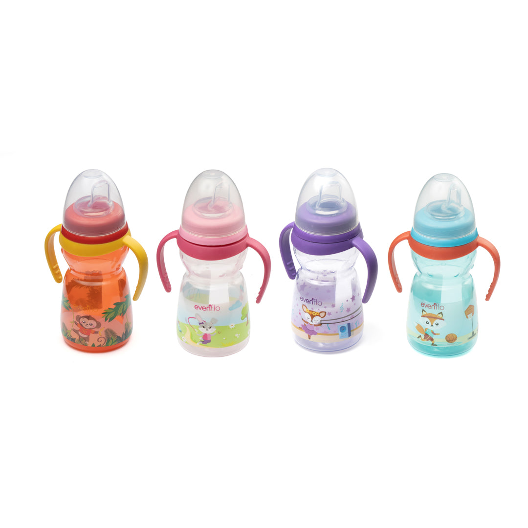 VASO ENTRENADOR EVENFLO BOQ. SUAVE 4 DISEÑOS 10 OZ (F. 12 PZA)