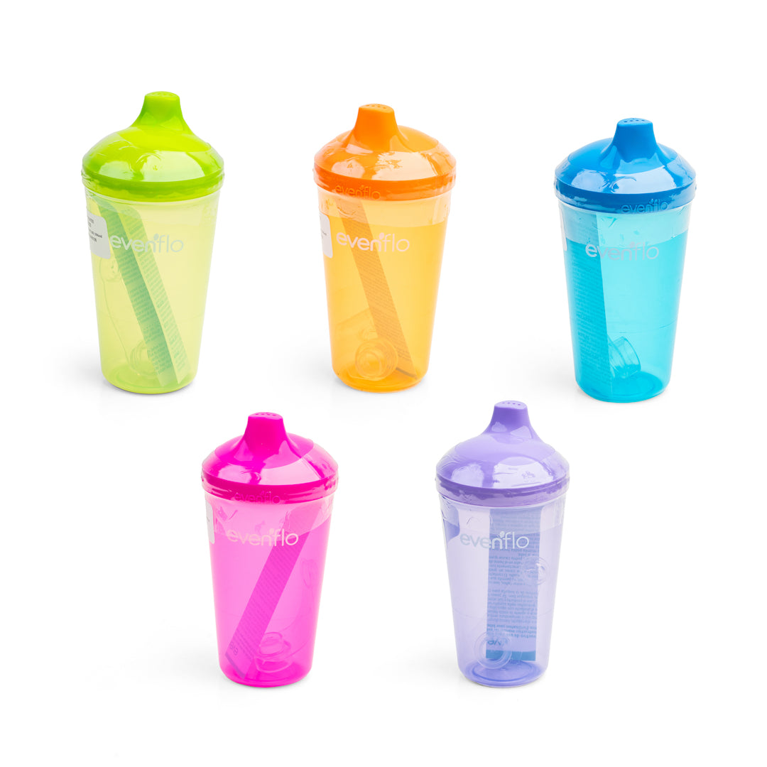 VASO ENTRENADOR EVENFLO BOQUILLA DURA ABC 5 COLORES 10 0NZ/296ML (F. 12 PZA)