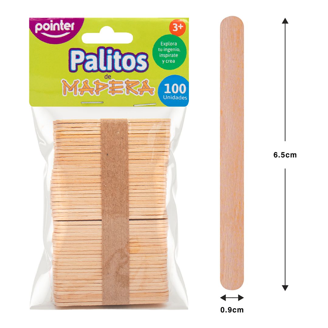 PALITOS DE MADERA POINTER NATURAL BX50 0.9X6.5CM (F. 100 BAG)