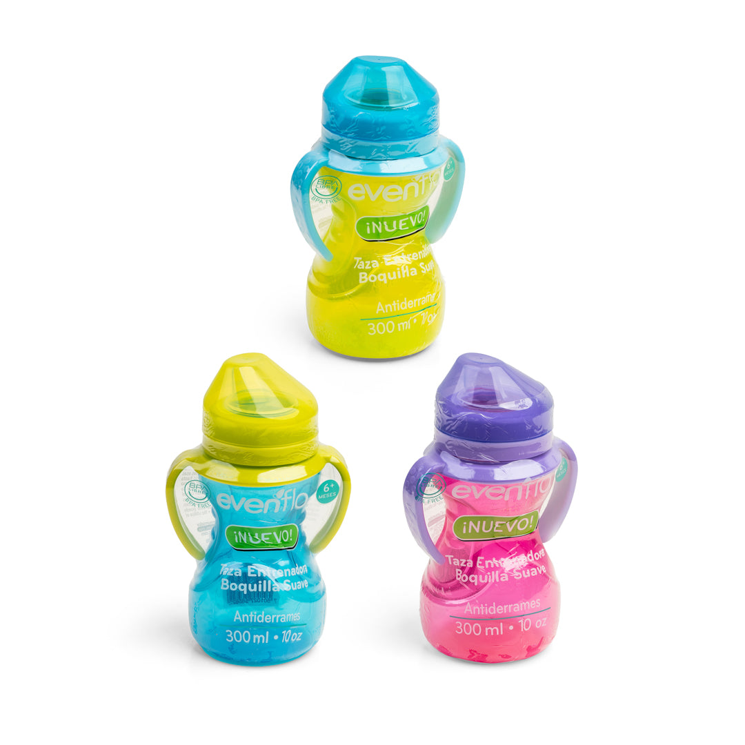 VASO ENTRENADOR EVENFLO BOQUILLA SUAVE 300ML (F. 12 PZA)
