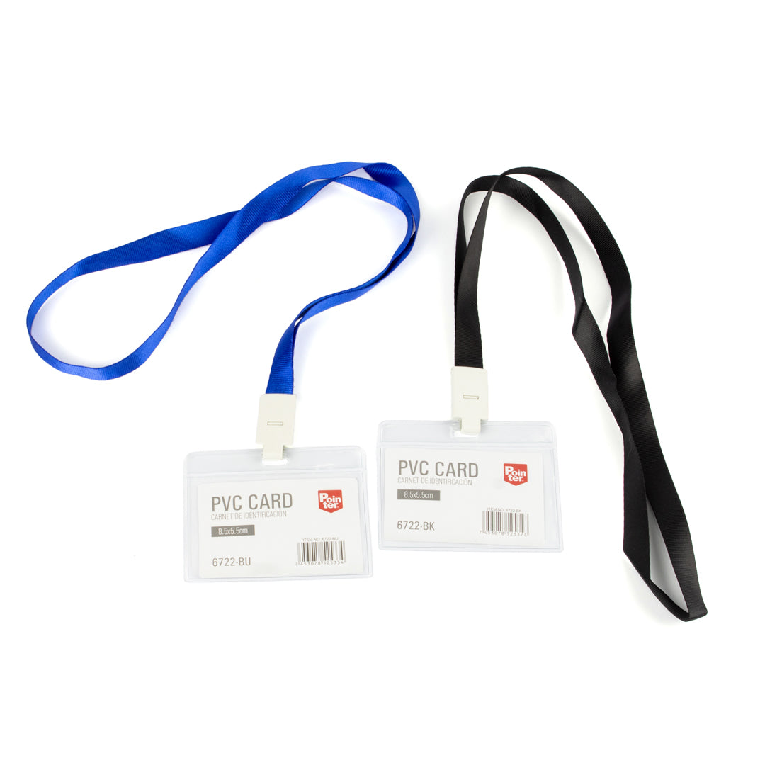 PORTA GAFETE POINTER 9X5.5CM C/CINTA ANCHA AZUL CX50  (F. 30 BOX)