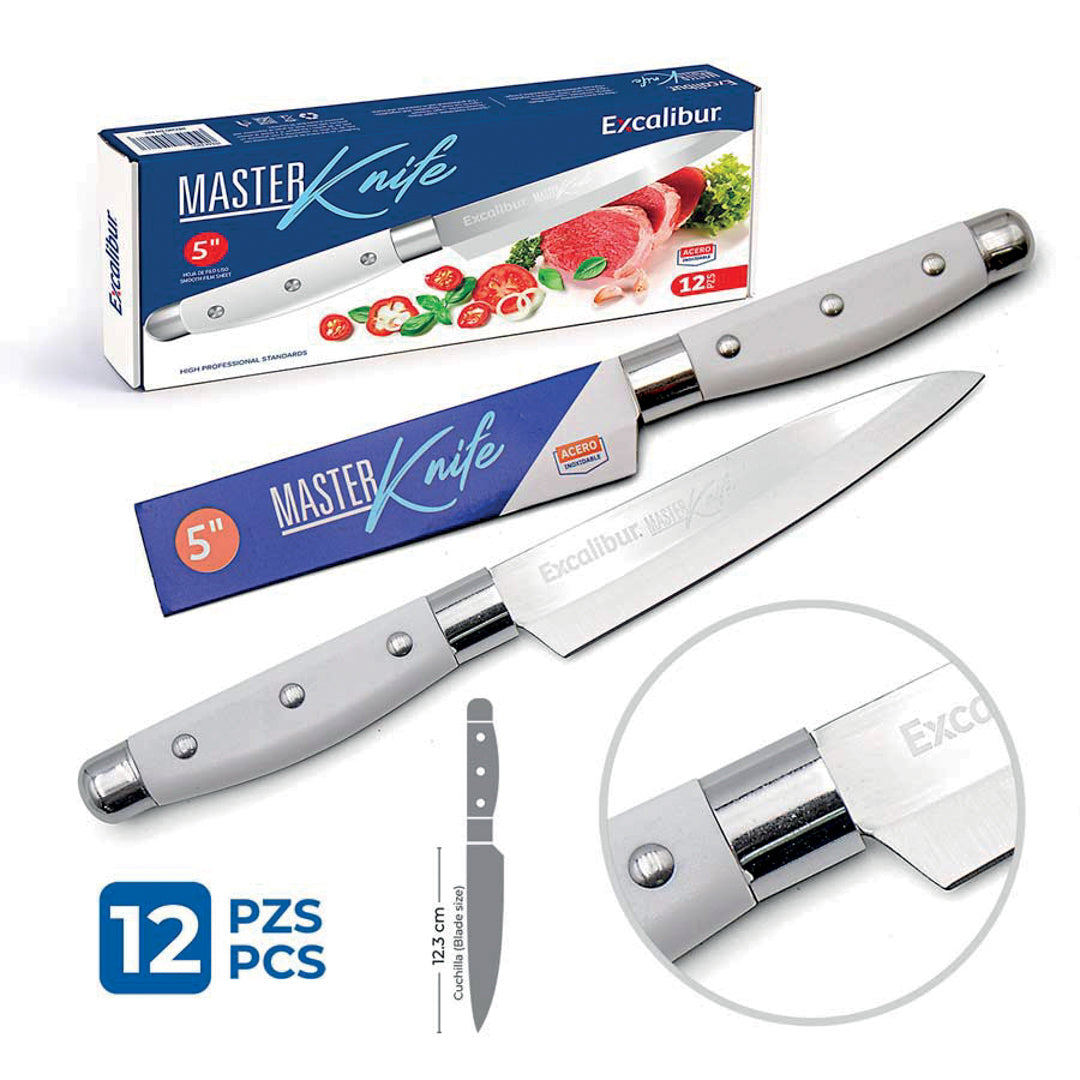 CUCHILLO EXCALIBUR MASTER CACHA PLASTICA BLANCA 5" (F. 144 UNI)