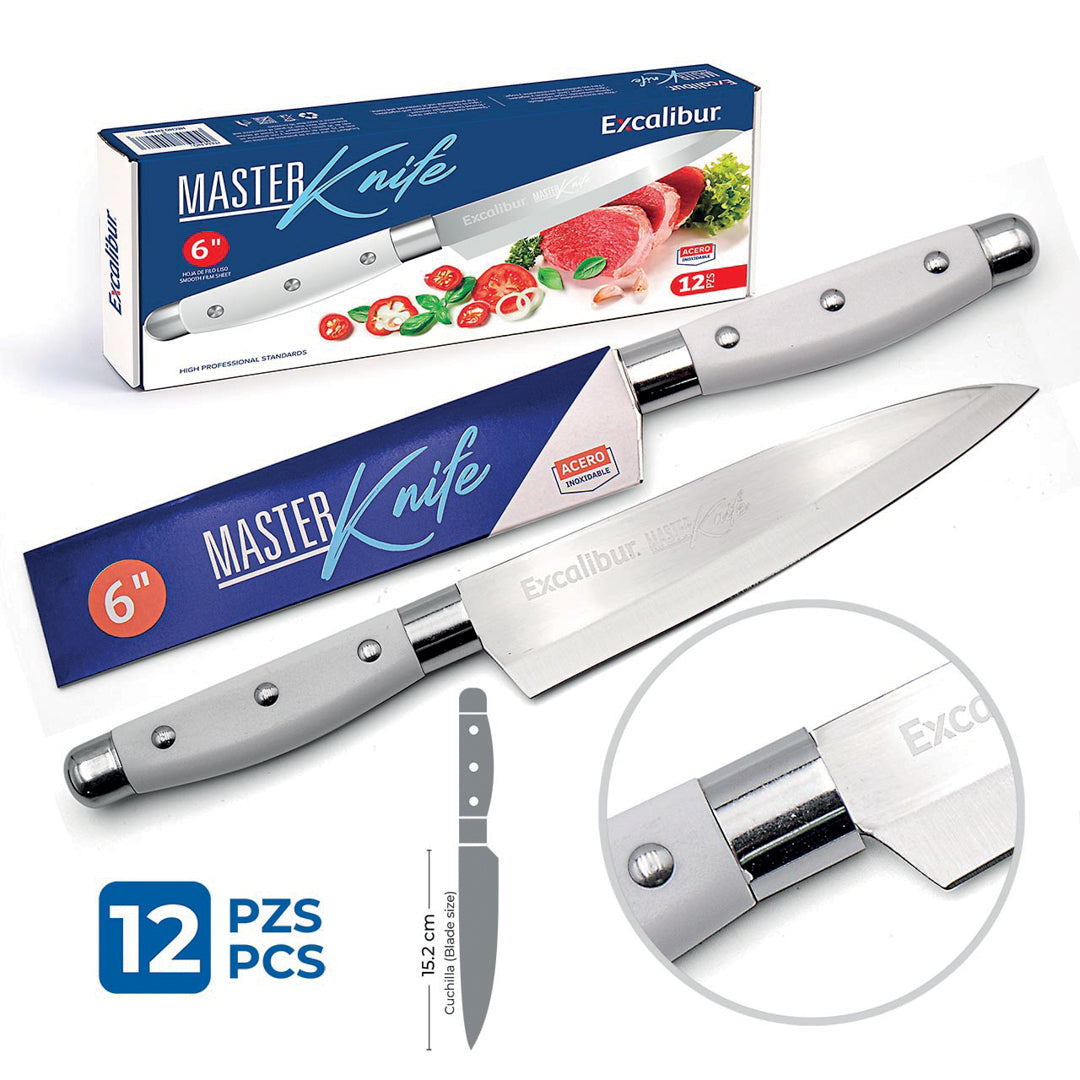 CUCHILLO EXCALIBUR MASTER CACHA PLASTICA BLANCA 6" (F. 144 UNI)