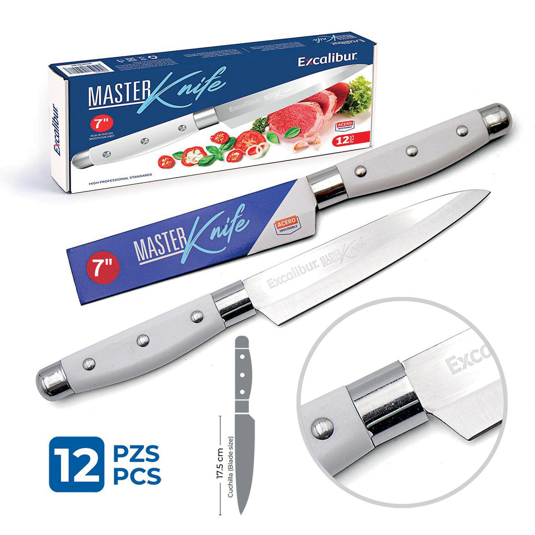 CUCHILLO EXCALIBUR MASTER CACHA PLASTICA BLANCA 7" (F. 144 UNI)
