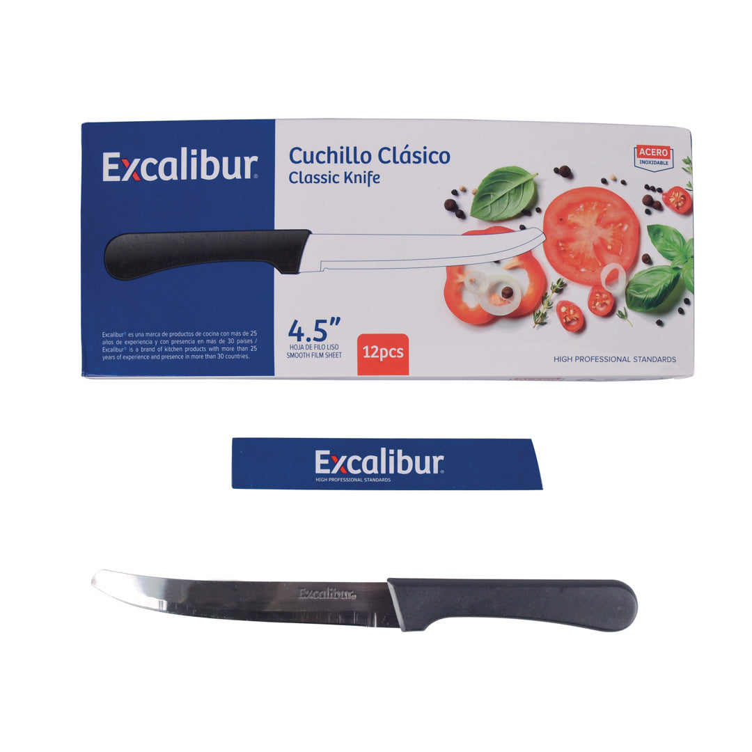 CUCHILLO DE SIERRA EXCALIBUR CLASICO CACHA NEGRA CX12 4.5" (F. 50 DOC)