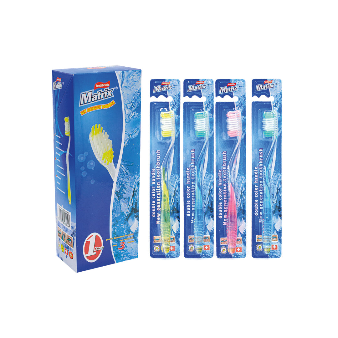 CEPILLO DENTAL MATRIX TRANSPARENTE CX12 4 DISEÑOS (F. 24 DOC)