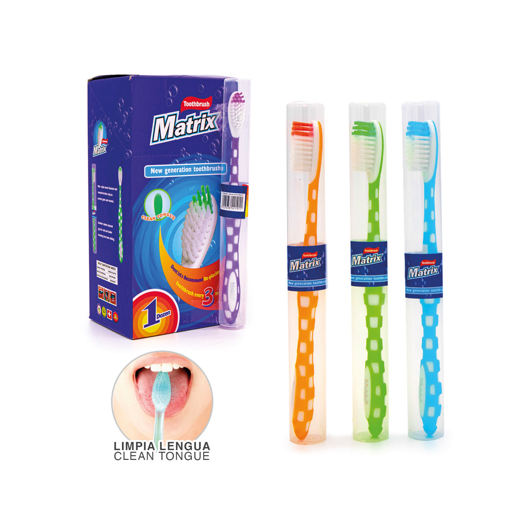 CEPILLO DENTAL MATRIX C/ESTUCHE 4 COL. CX12 MEDIANO (F. 24 DOC)