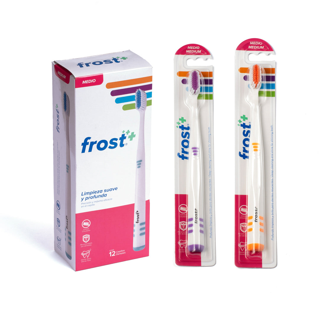 CEPILLO DENTAL FROST CERDAS CIRCULARES 4 COL. CX12 MEDIO (F. 24 DOC)