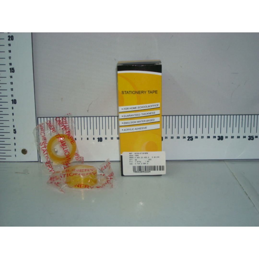 CINTA ADHESIVA STATIONERY TAPE AMARILLA 18MMX18M (F. 54 PAQ)