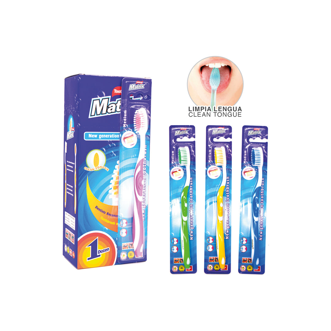 CEPILLO DENTAL MATRIX 4 COLORES CX12 MEDIANO (F. 24 DOC)