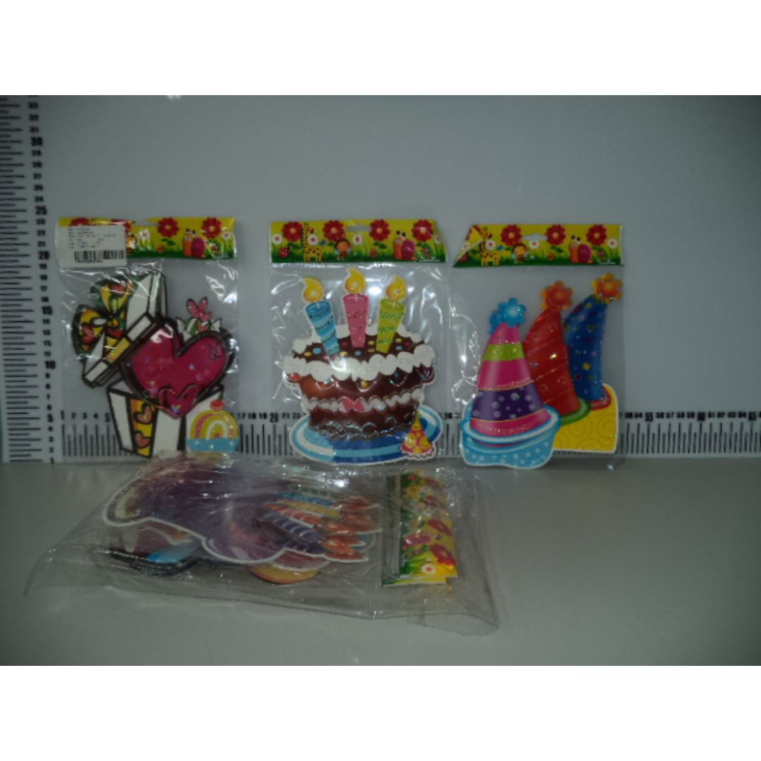 STICKERS 3D PARA CUMPLEAÑOS (F. 144 UNI)