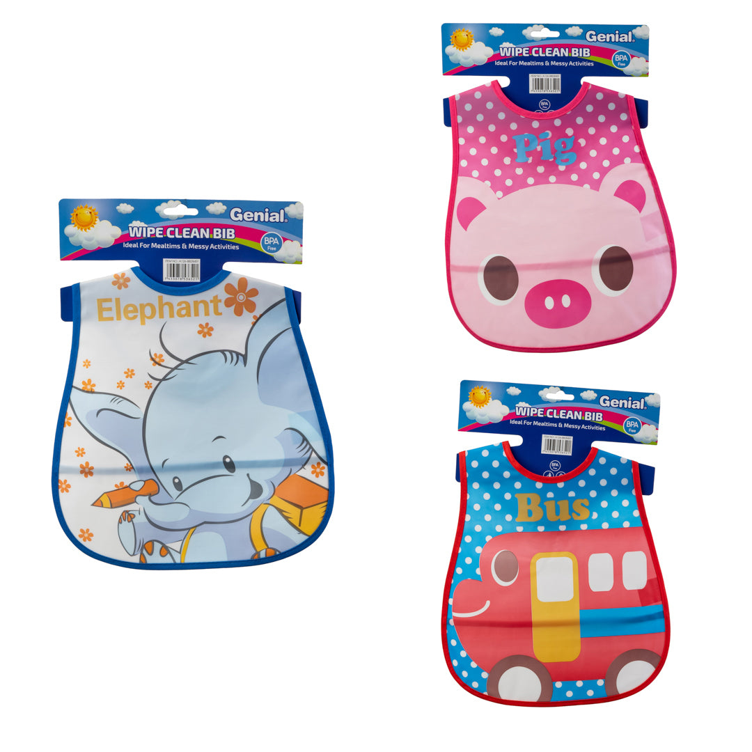 BABERO PLASTICO GENIAL 2 C/BOLSA 5 DISEÑOS (F. 216 PZA)