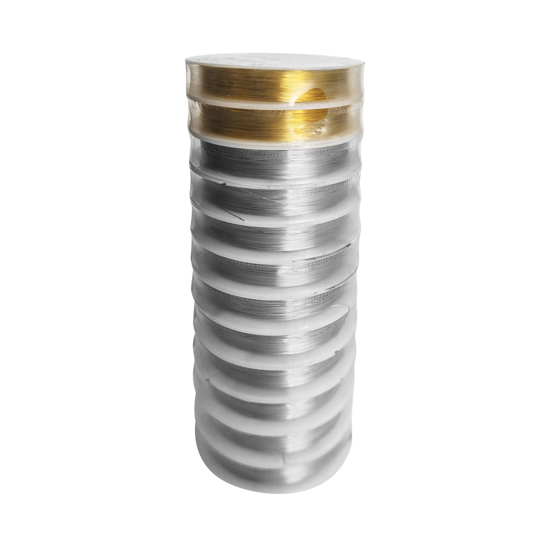 ALAMBRE DE COBRE PLATEADO/DORADO PX12 ROLLOS 0.3MMX12M (F. 48 PAQ)
