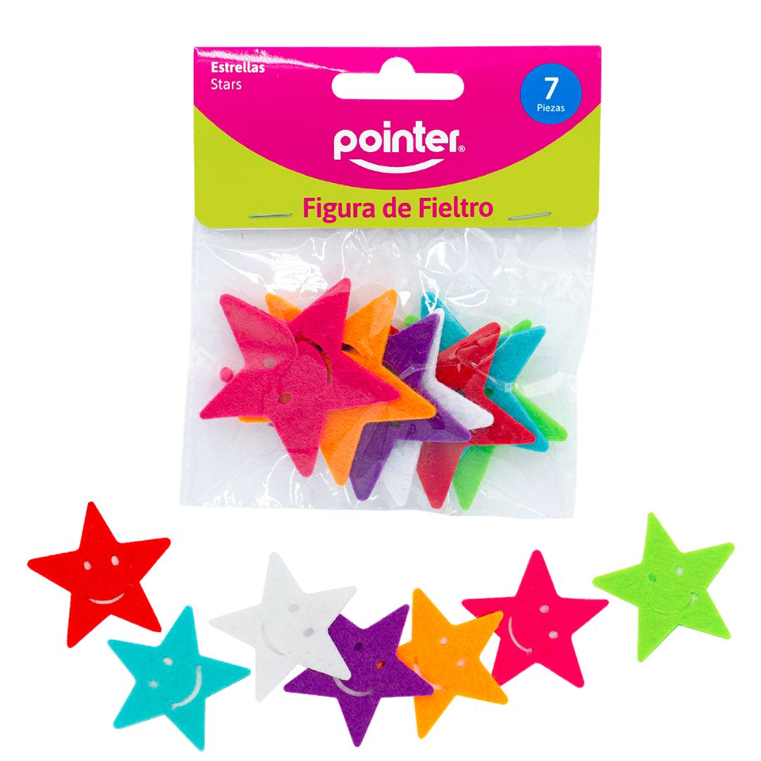 FIGURAS DE FIELTRO POINTER ESTRELLAS C/CARITAS BX7 (F. 240 SETS)