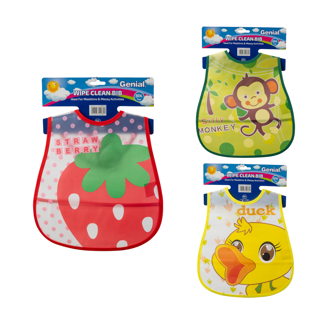 BABERO PLASTICO GENIAL C/BOLSA 5 DISEÑOS (F. 144 PZA)