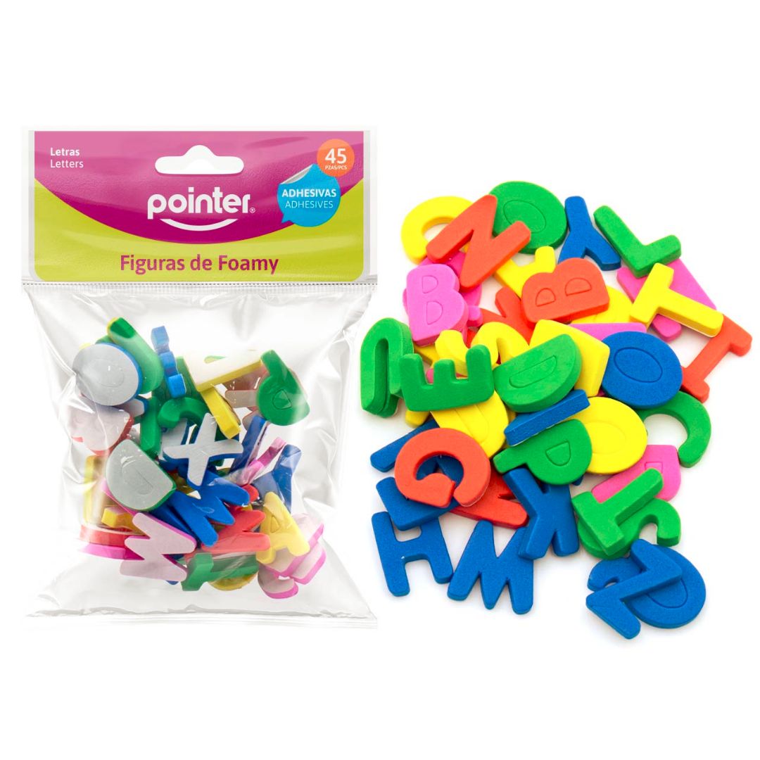 FIGURAS DE FOAMY POINTER ADHESIVAS LETRAS DE COL. BX45 5MM (F. 144 UNI)
