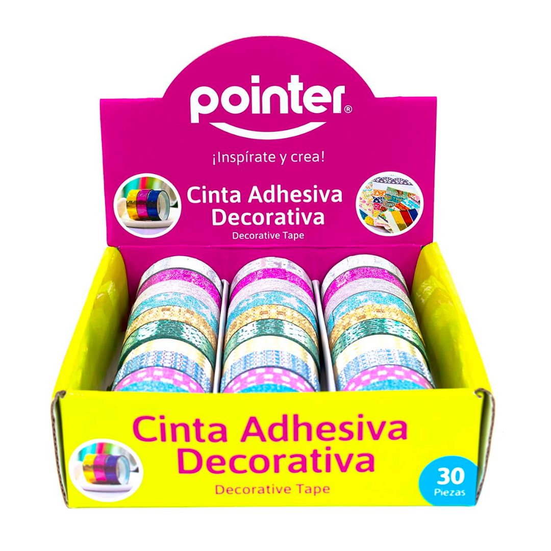 CINTA ADHESIVA POINTER ESCARCHADA CON DISEÑO CX30 (F. 24 CAJAS)