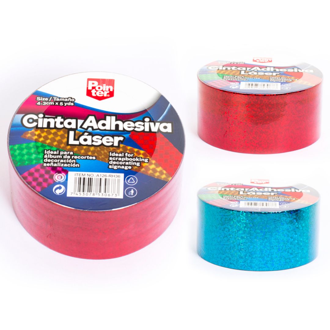 CINTA ADHESIVA POINTER LASER 4.3CM X 5YDAS (F. 72 ROLLOS)
