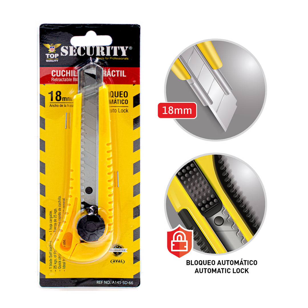 CUCHILLA SECURITY GRANDE RETRACTIL 18MM (F. 240 PZA)