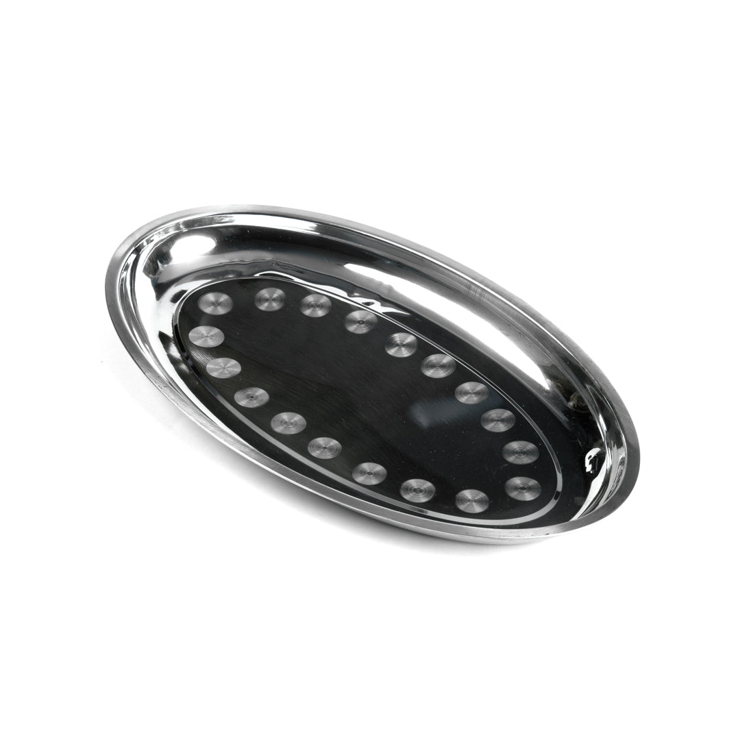 AZAFATE OVALADO DE ACERO INOXIDABLE 13.5" (F. 36 UNI)