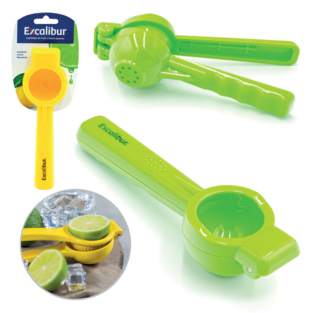 EXPRIMIDOR DE LIMON EXCALIBUR PLASTICO 2 COL. 19X6CM  (F. 120 PZAS)