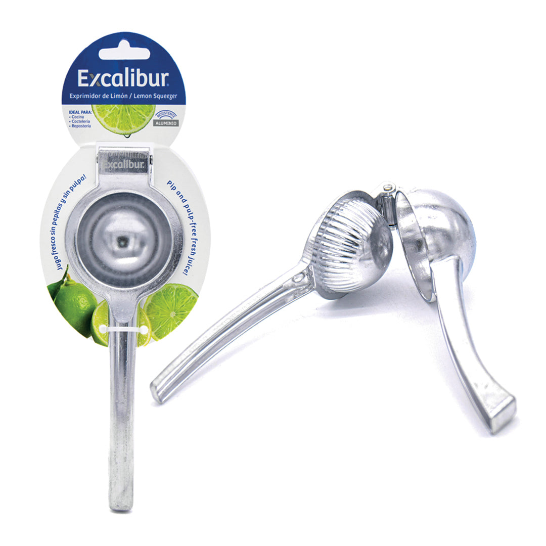 EXPRIMIDOR DE LIMON EXCALIBUR DE ALUMINIO 22X7CM (F. 48 PZAS)