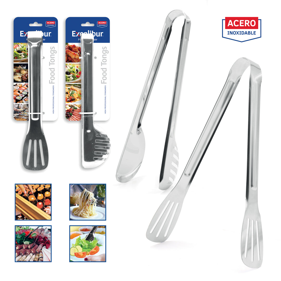 TENAZA P/COCINA  EXCALIBUR 9" ACERO INOX. (F. 120 PZA)