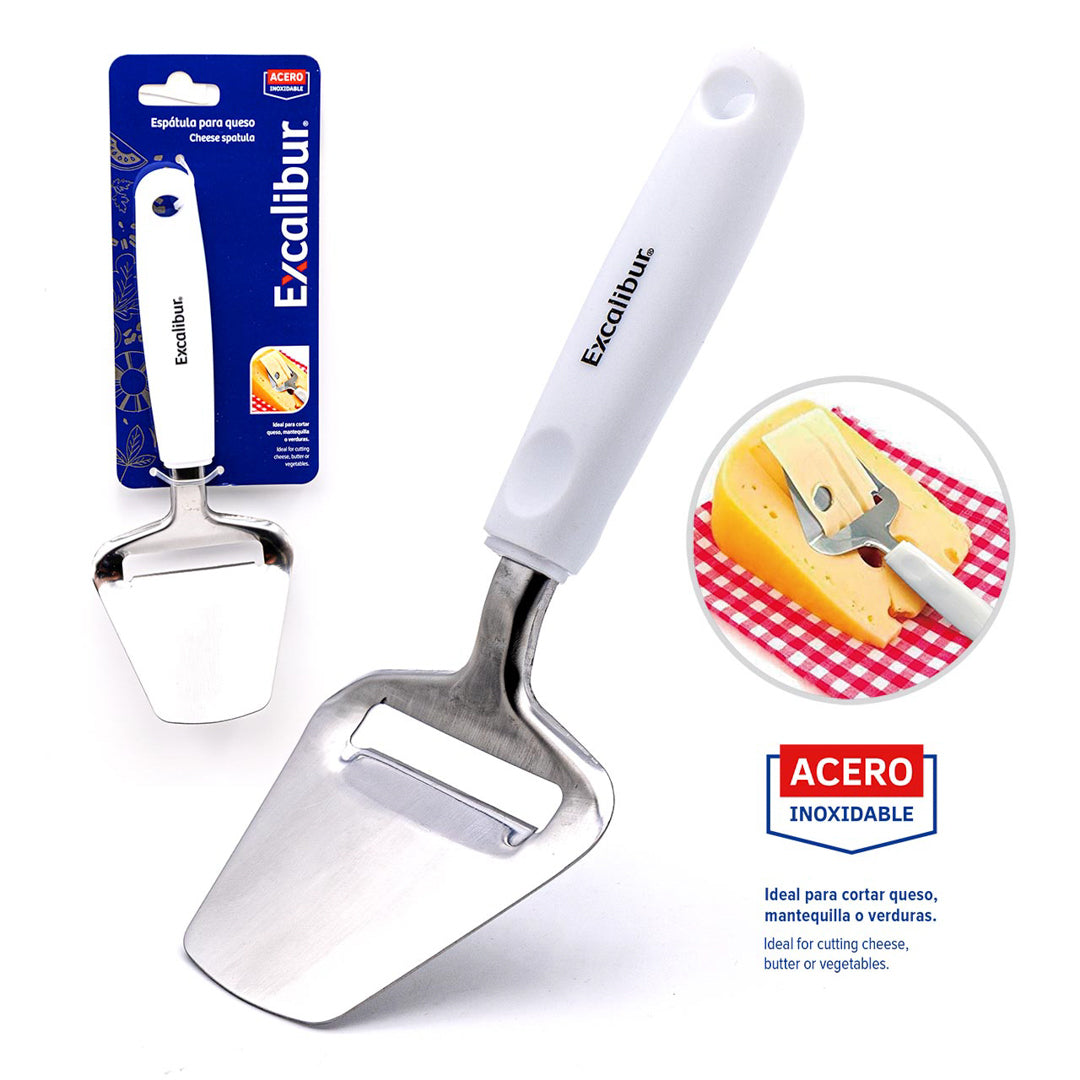 ESPATULA PARA QUESO EXCALIBUR MANGO BLANCO 8" (F. 48 PZAS)