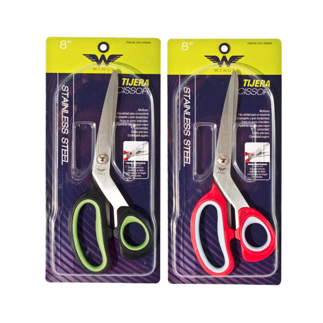 TIJERA WINGS 8" C/GRIP 2 COL. (144 UNI)