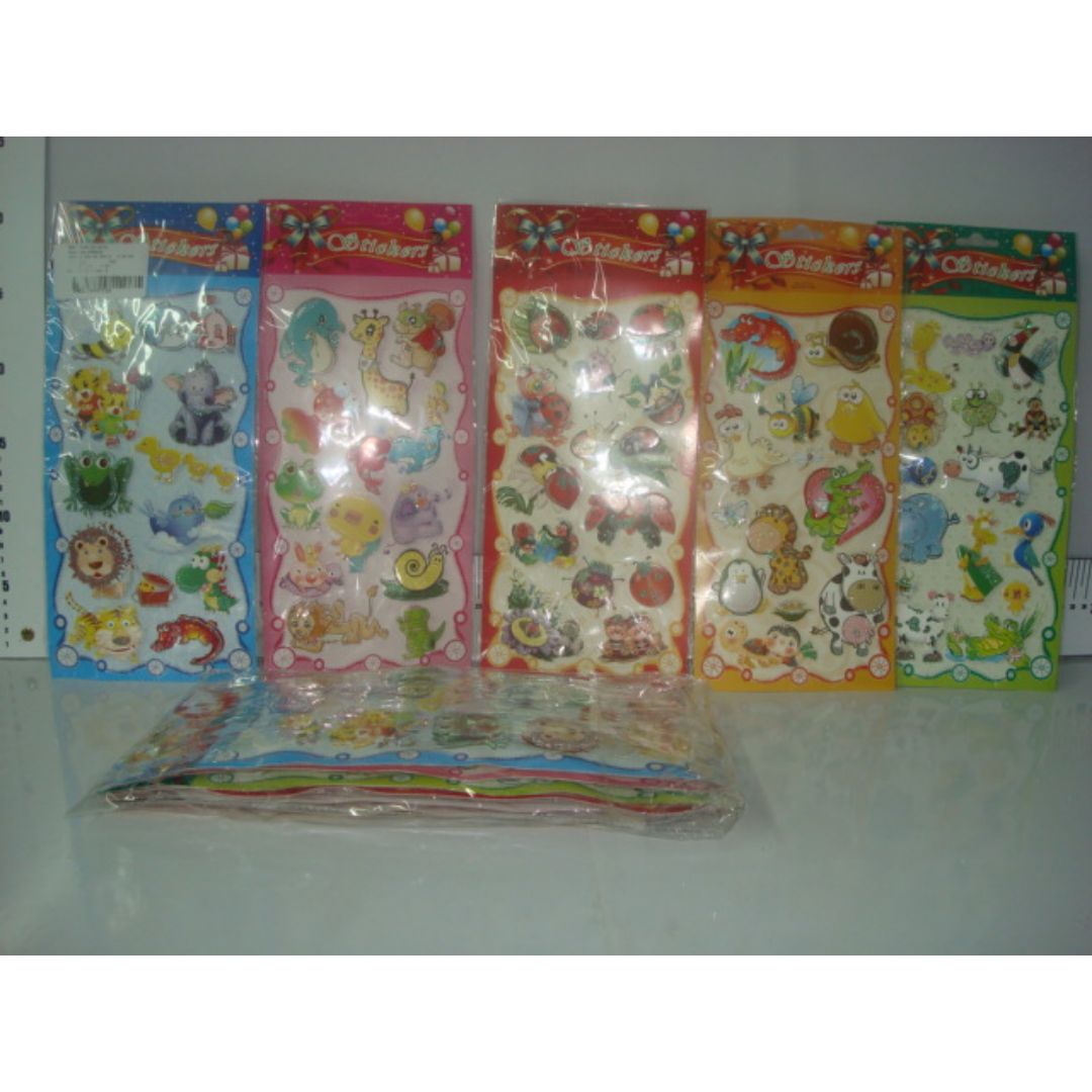 STICKERS 3D ANIMALES 5 DISEÑOS (F. 300 SETS)