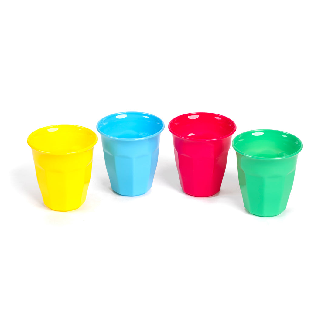 VASO PLASTICO 4 COLORES BX4 6 ONZAS  (F. 20 DOC)