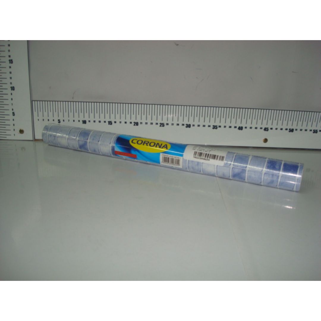 PAPEL ADHESIVO CORONA CUADROS AZUL 5M (F. 25 UNI)